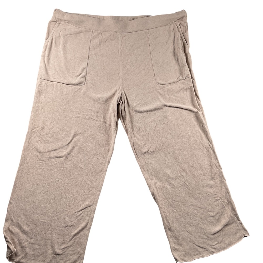 Barefoot Dreams CozyChic Ultra Lite Pants Womens 3X Tan Wide Leg Knit BDWCU22121